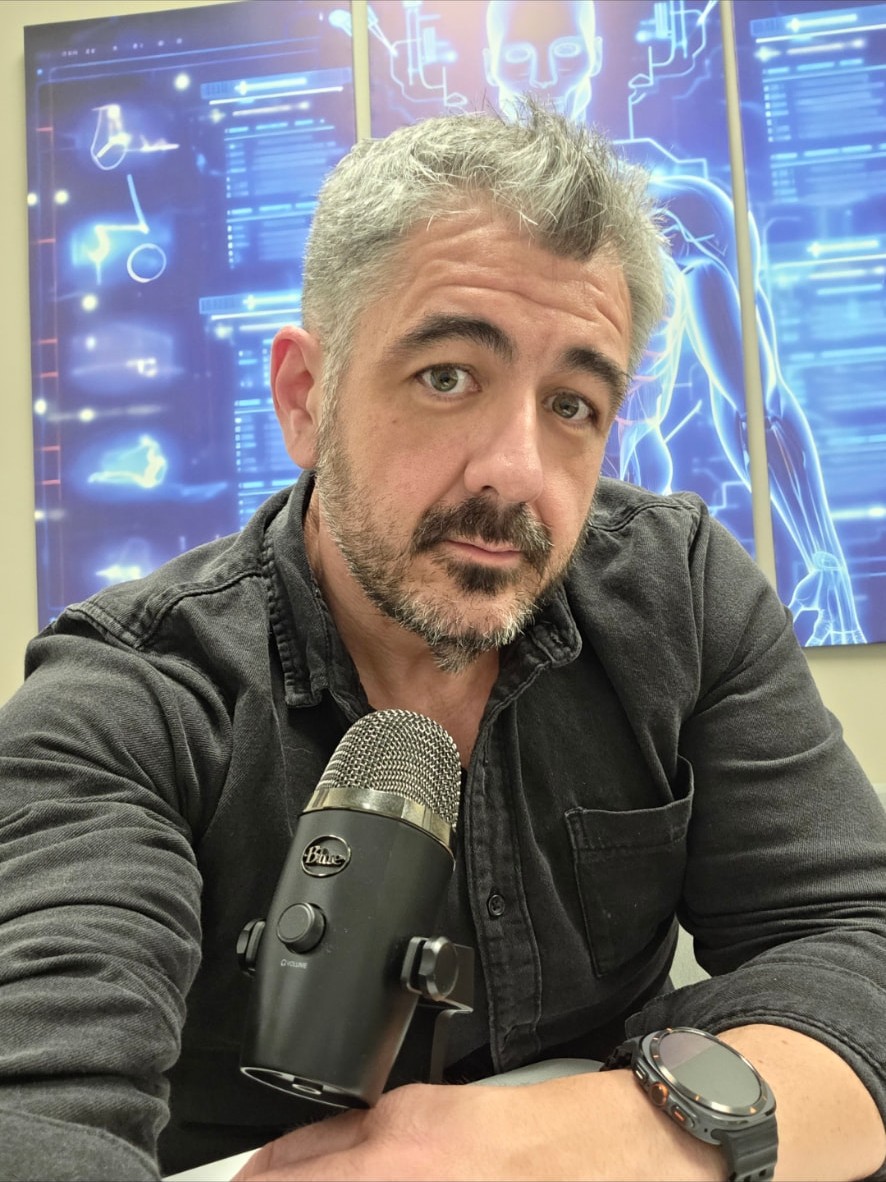 Jarrod Manfro recording a podcast episode